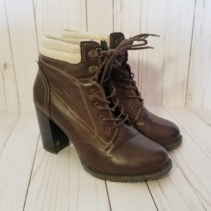 Torrid Brown Lace-Up Heeled Ankle Boots Size 12